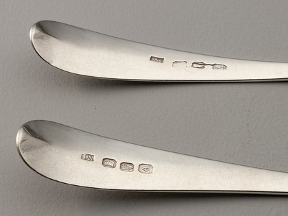 Irish Georgian Silver Bright Cut Tablespoons (Pair) - Wicklow Regiment (Set 2 of 2)